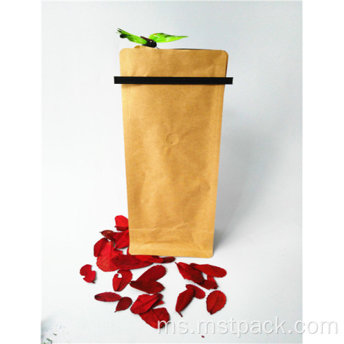 Kraft Paper Flat Bawah Pouch Dengan Tin Tie